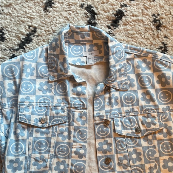 NWOT oversized checkered denim jacket - Picture 2 of 4